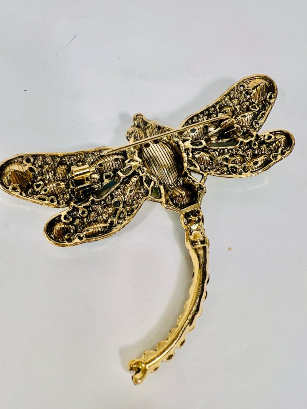 Emerald & Teal Dragonfly Crystal Brooch - Picture 4 of 10